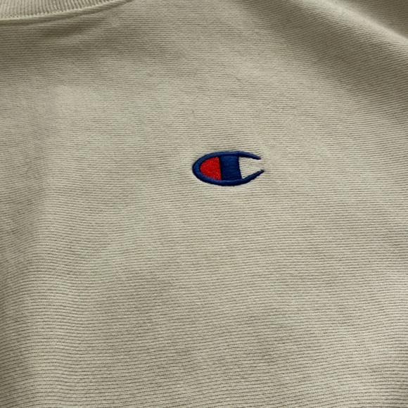 Champion Women's Light Cream Crewneck Sweatshirt with Logo - Picture 3 of 11
